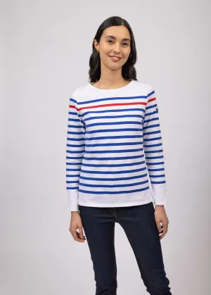 Marinire Naval -  rayure contraste lurex, en coton peign (NEIGE/GITANE/TULIPE)