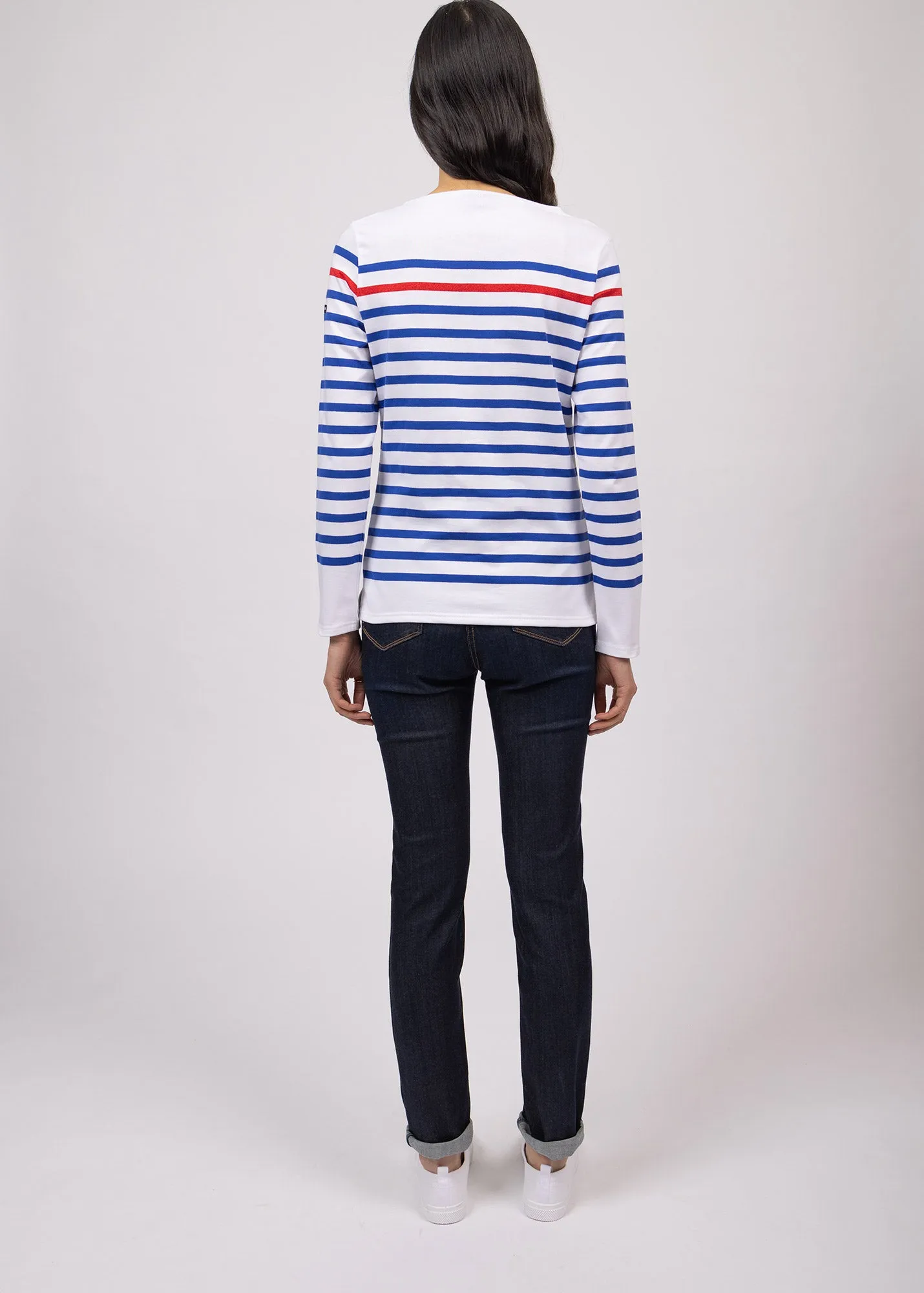Marinire Naval -  rayure contraste lurex, en coton peign (NEIGE/GITANE/TULIPE)