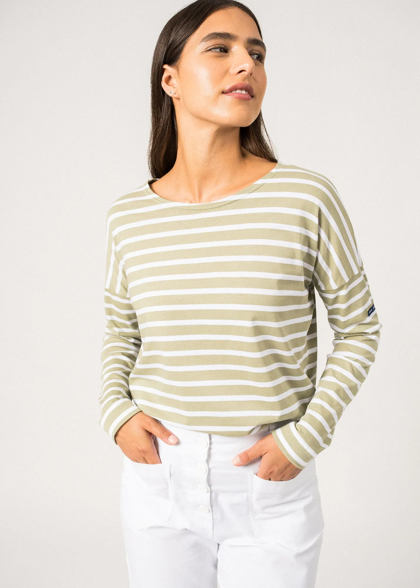 Marinire oversize Minquiers Drop - en coton lger (AMANDIER/NEIGE)