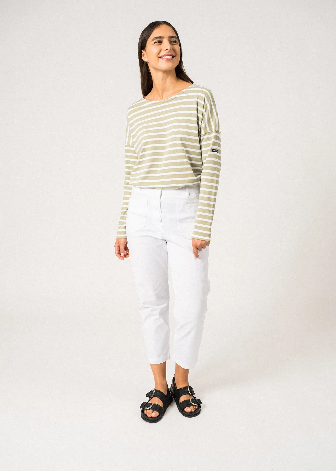Marinire oversize Minquiers Drop - en coton lger (AMANDIER/NEIGE)