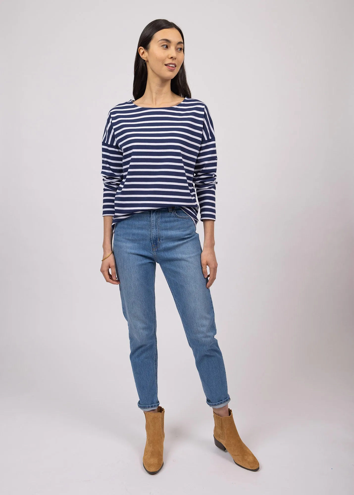 Marinire oversize Minquiers Drop - en coton lger (MARINE/NEIGE)