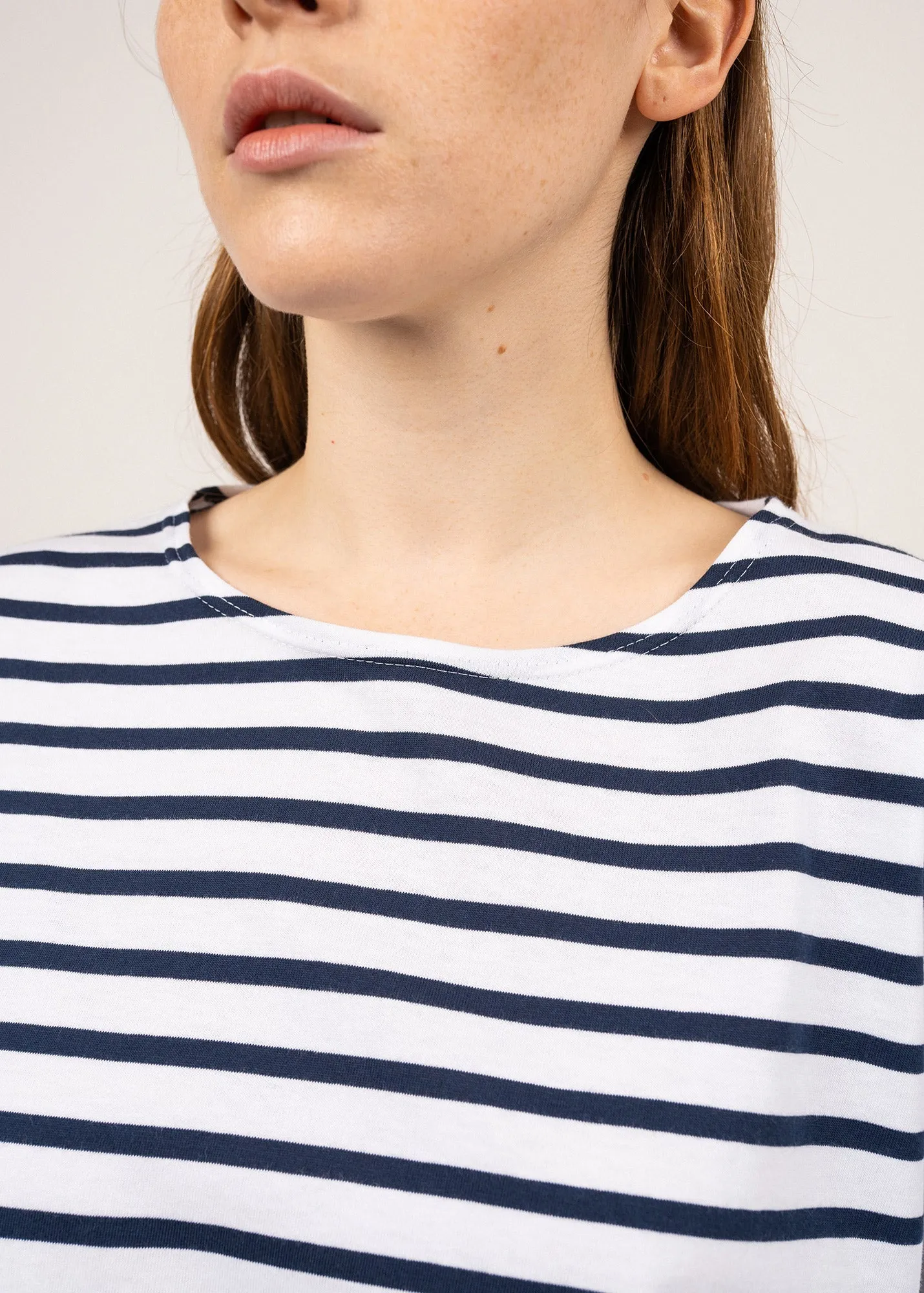 Marinire oversize Minquiers Drop - en coton lger (NEIGE/MARINE)