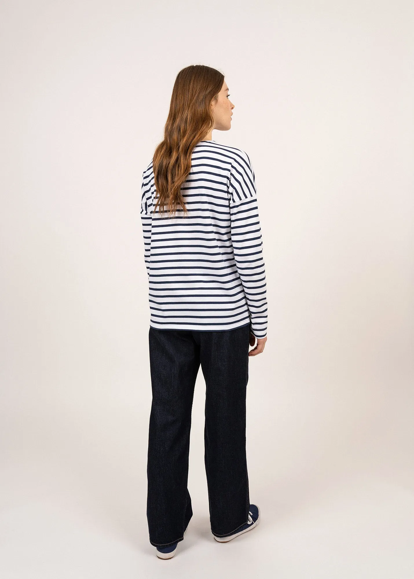Marinire oversize Minquiers Drop - en coton lger (NEIGE/MARINE)