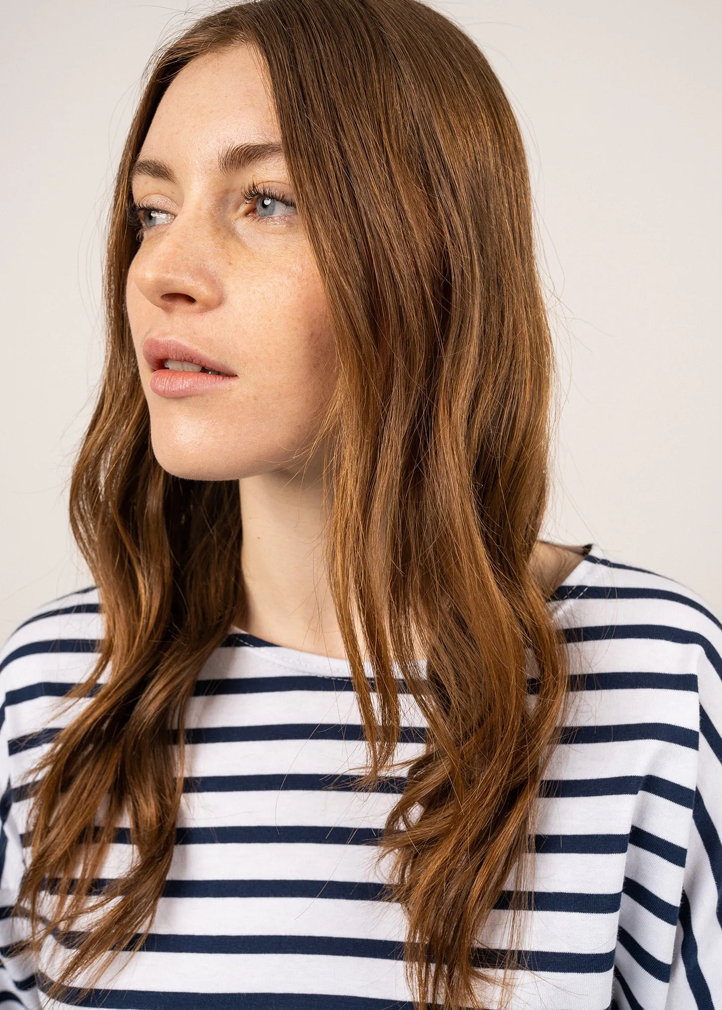 Marinire oversize Minquiers Drop - en coton lger (NEIGE/MARINE)