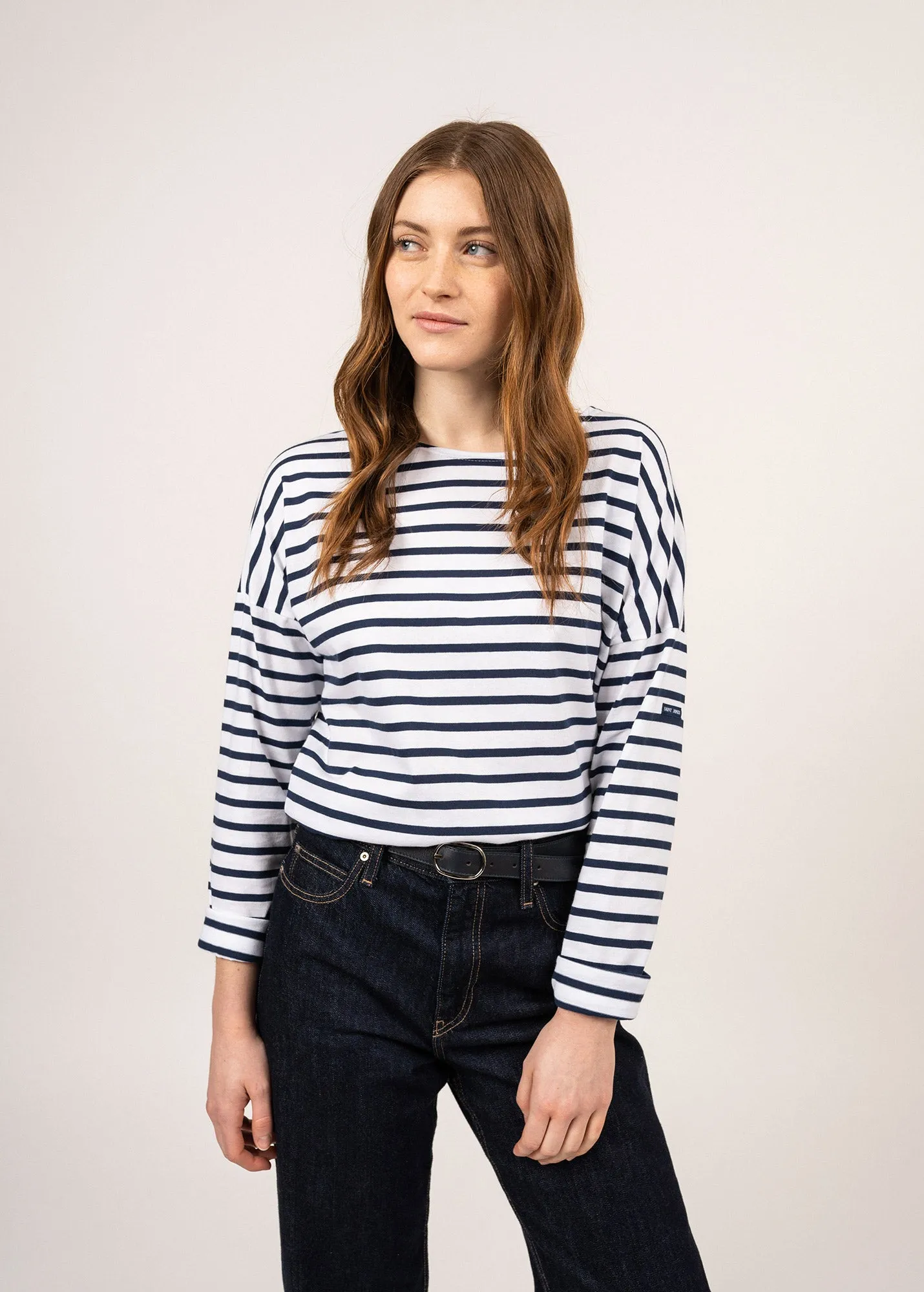 Marinire oversize Minquiers Drop - en coton lger (NEIGE/MARINE)