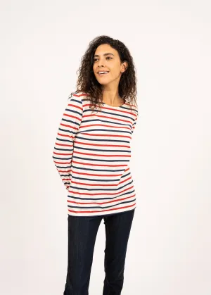Marinire tricolore Minquidame - en coton lger (ECRU/MARINE/TULIPE)