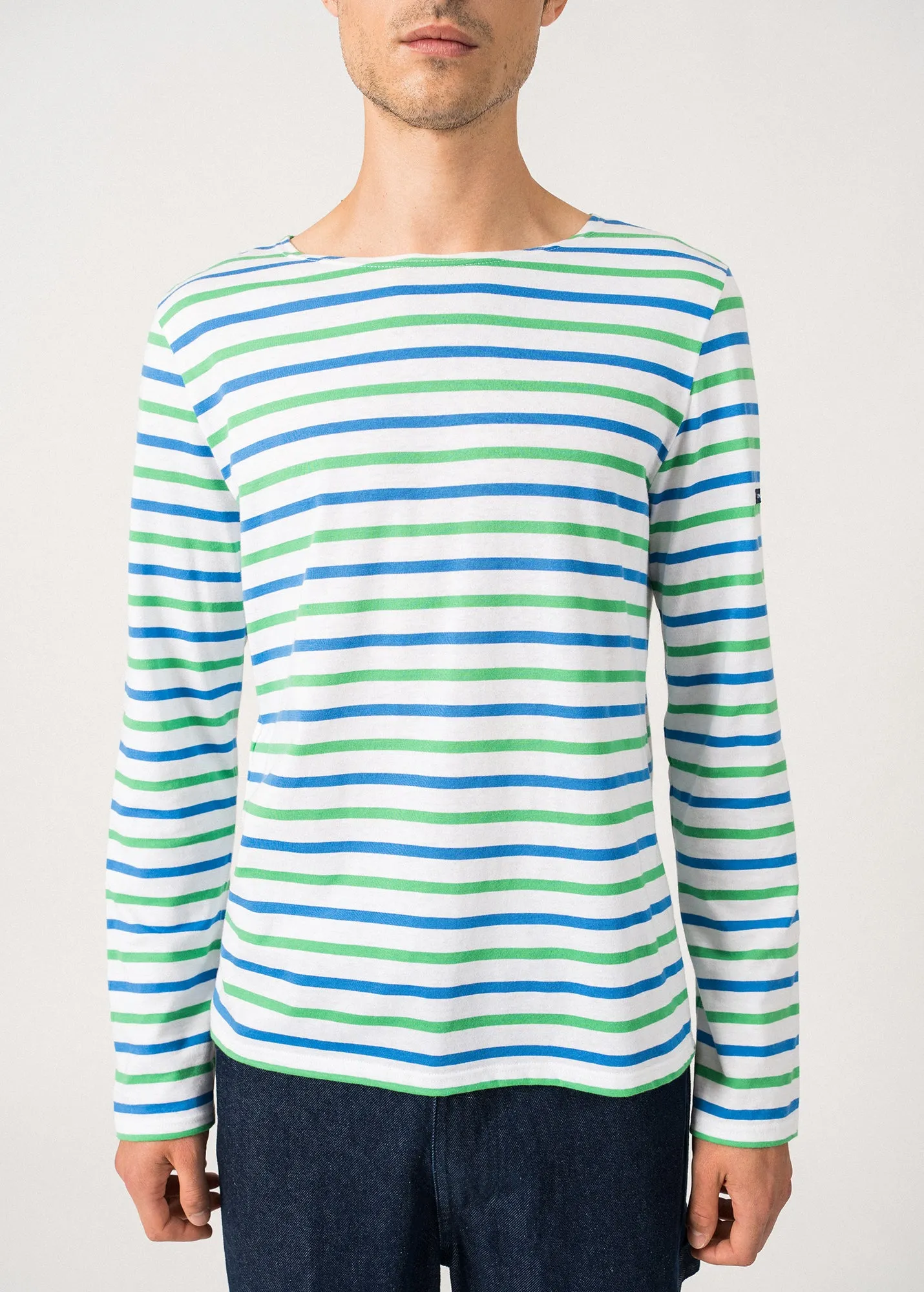 Marinire tricolore Minquiers - en coton lger (NEIGE/VERT/MER)