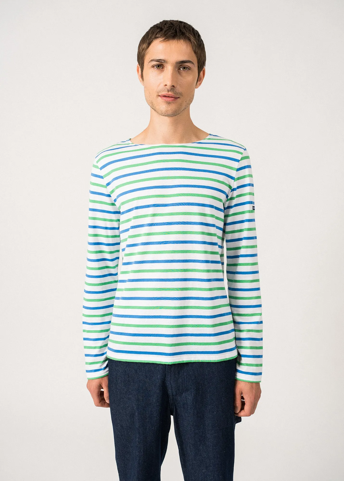 Marinire tricolore Minquiers - en coton lger (NEIGE/VERT/MER)