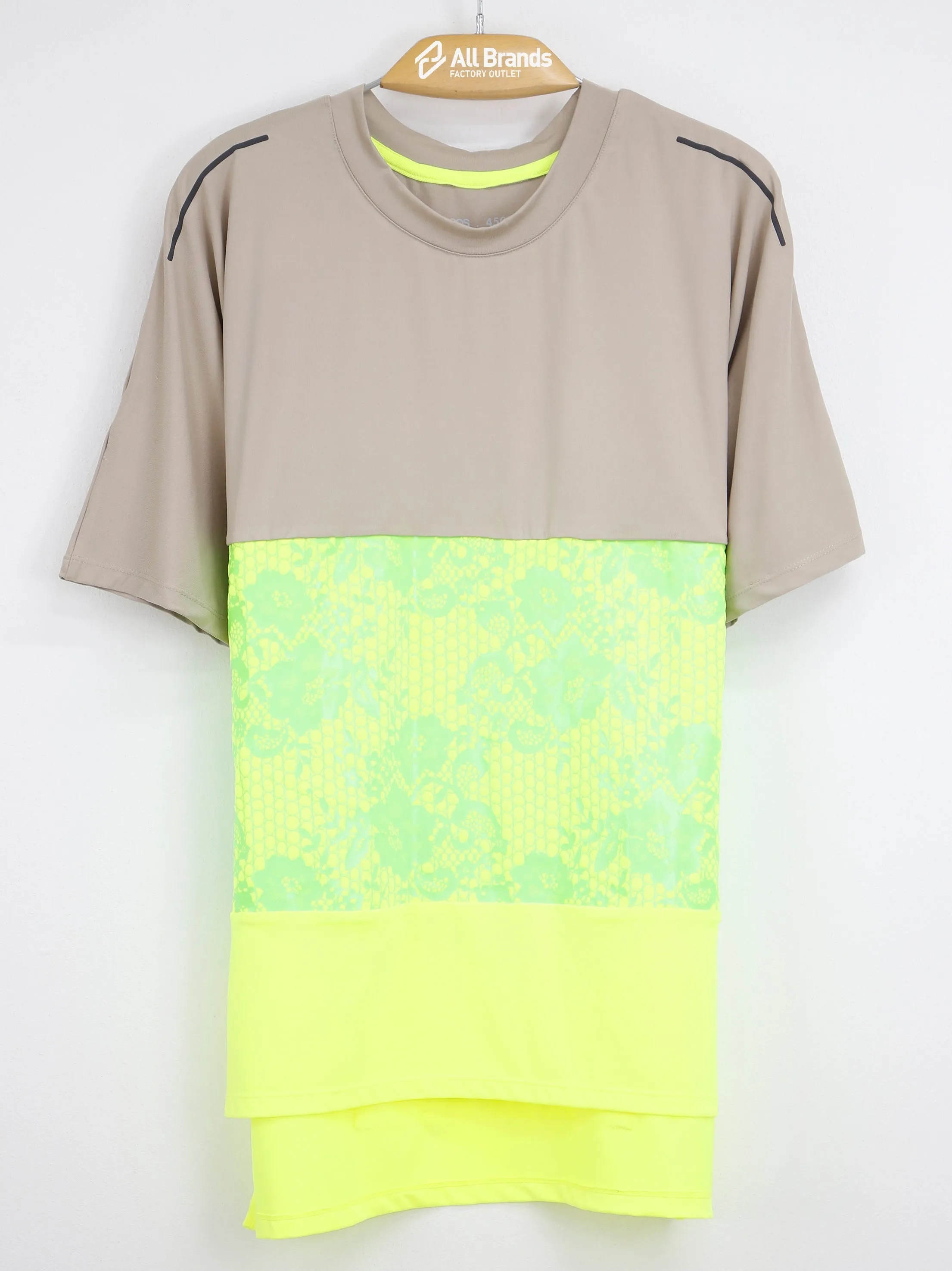 Men's Floral Printed Sport T-Shirt,Beige/Light Green
