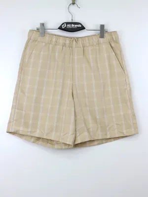 Men's Plaid Drawstring Short,Beige