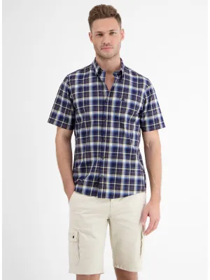 Men's Plaid Dress Shirt,Navy/Yellow