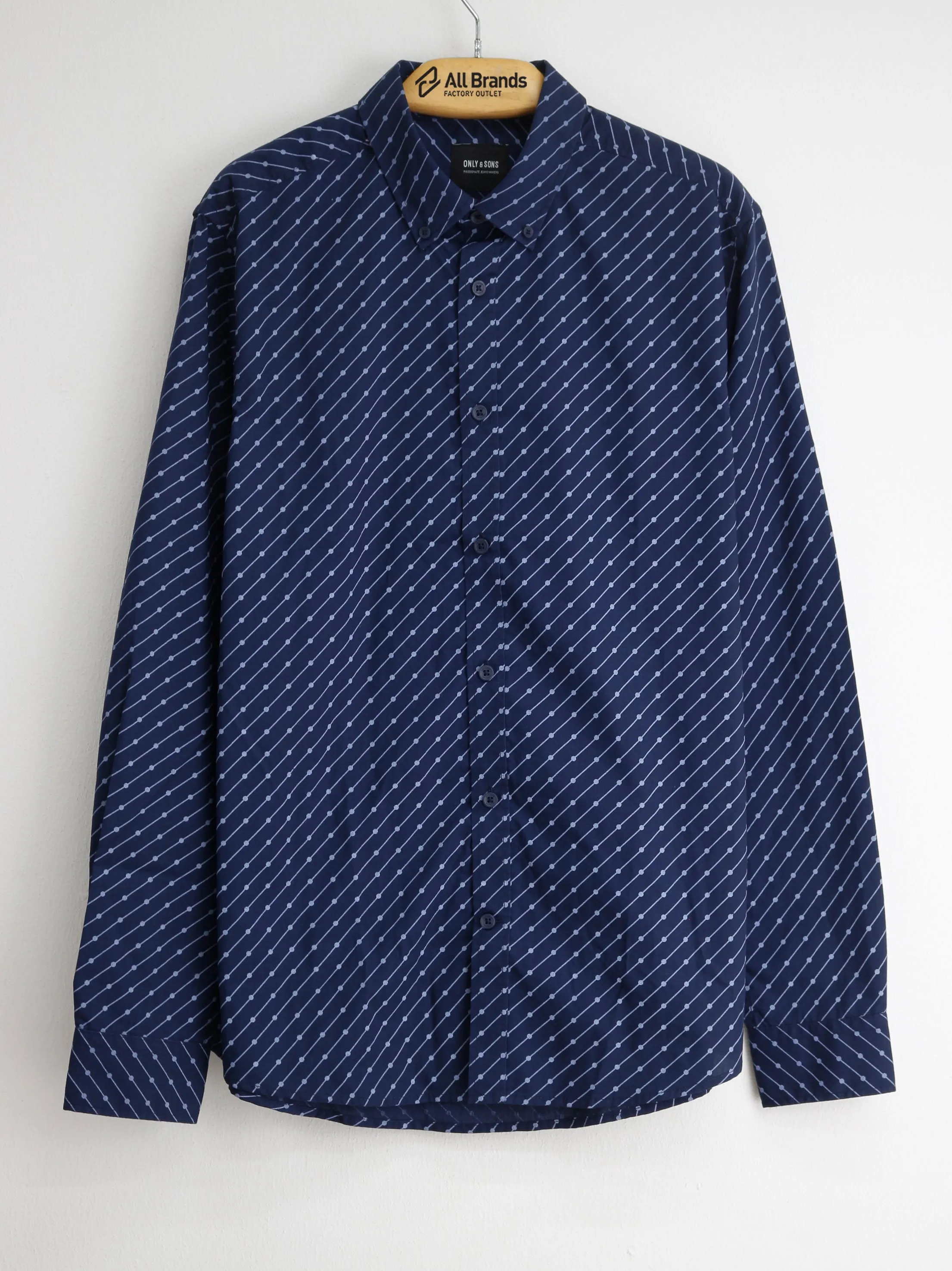 Men's Random-Print Dress Shirt,Navy