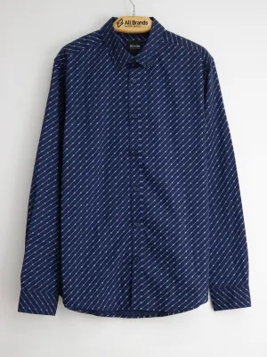 Men's Random-Print Dress Shirt,Navy