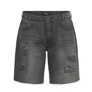 Men's Ripped Denim Short,Dark Grey