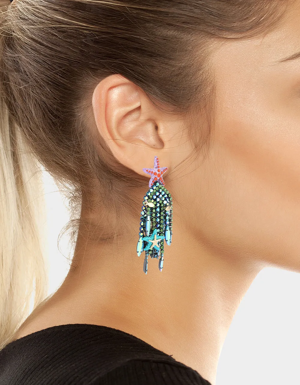 MERMAID JEWELS STARFISH BEAD DROP EARRINGS MULTI Betsey Johnson