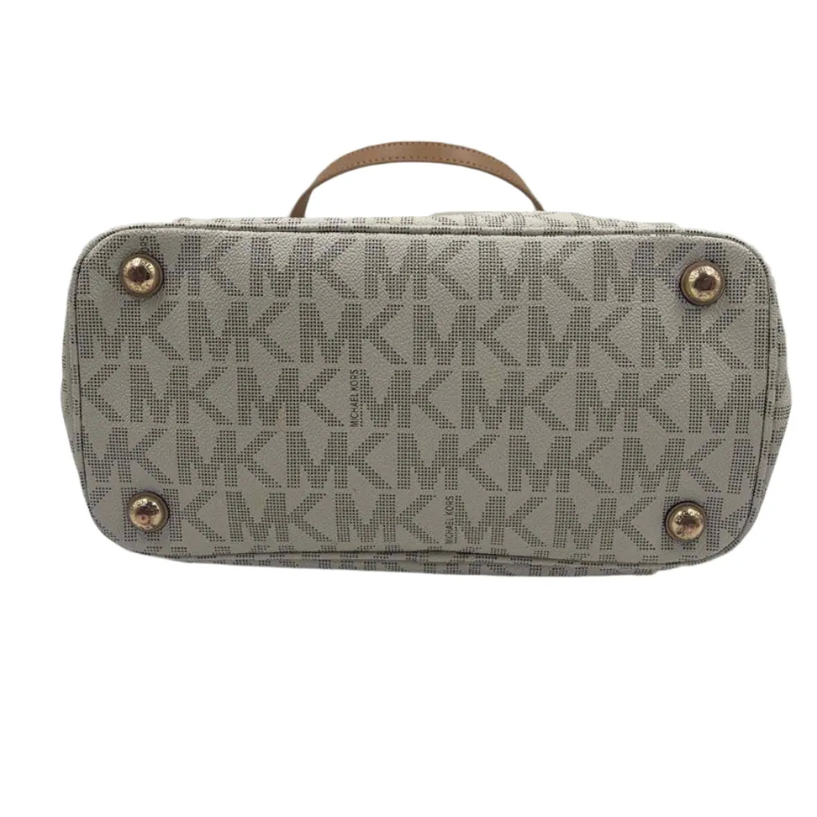 MICHAEL KORS Ivory & Tan MK Signature JET SET TRAVEL Tote Purse
