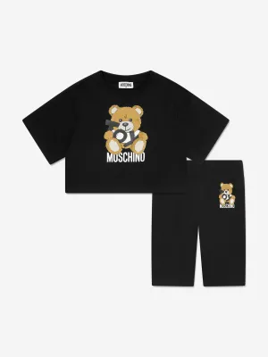 Moschino Girls Teddy Bear Short Set in Black