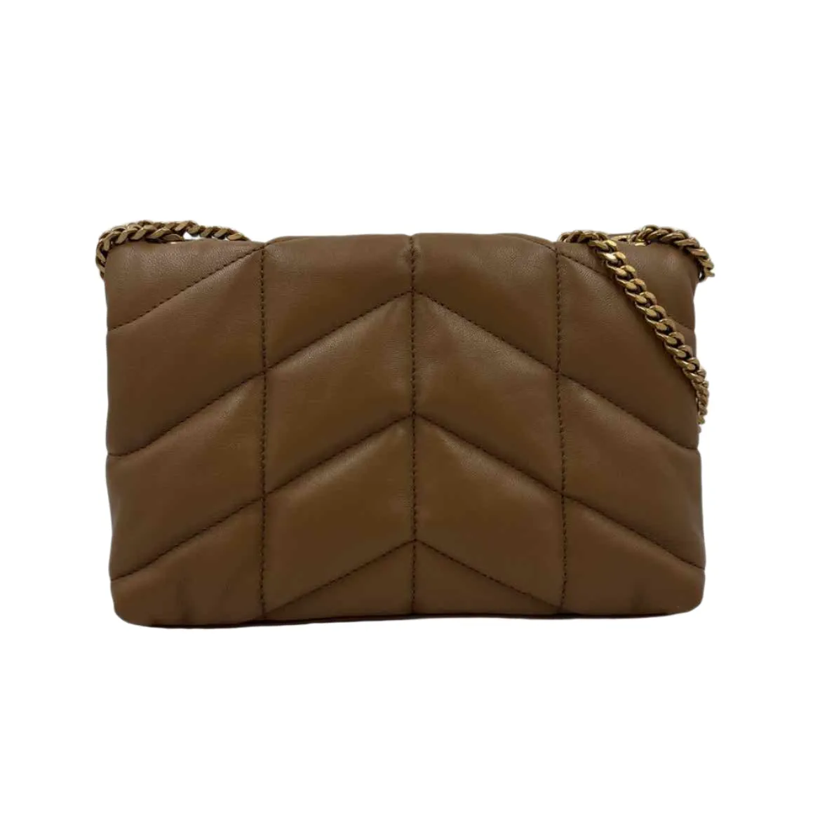 NWOT YVES SAINT LAURANT YSL Tan Quilted Leather LOU PUFFER TOY Envelope Purse w/Convertible Crossbody