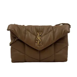 NWOT YVES SAINT LAURANT YSL Tan Quilted Leather LOU PUFFER TOY Envelope Purse w/Convertible Crossbody