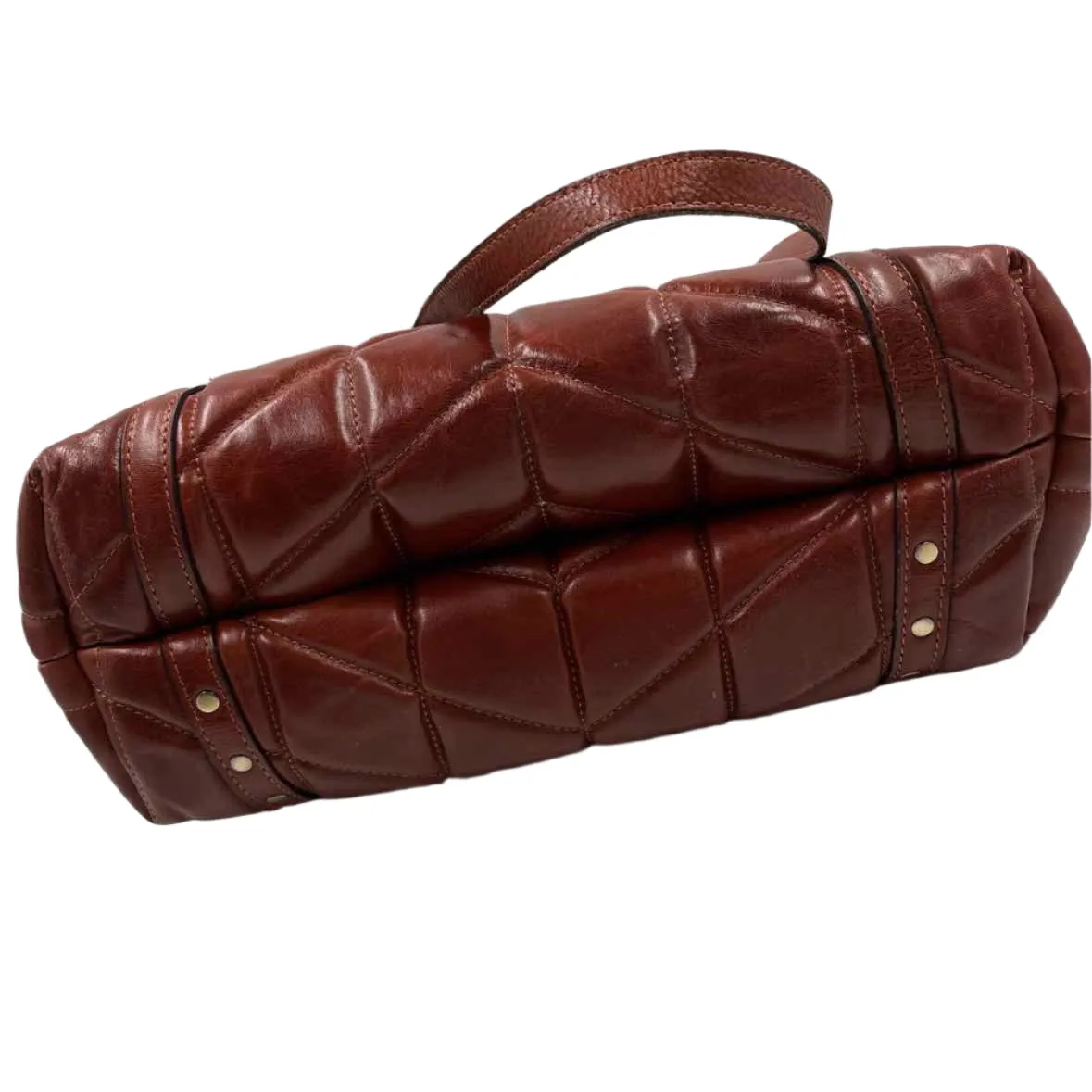 NWT PATRICIA NASH Cinnamon Brown Distressed BENVENUTO Quilted Leather Tote Bag Purse