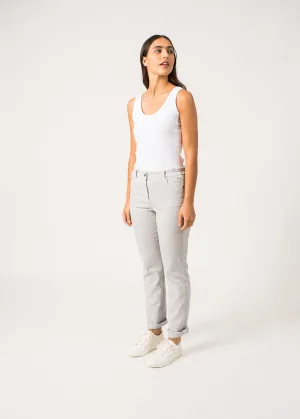 Pantalon droit Patricia t - taille lastique en coton stretch (GRIS)