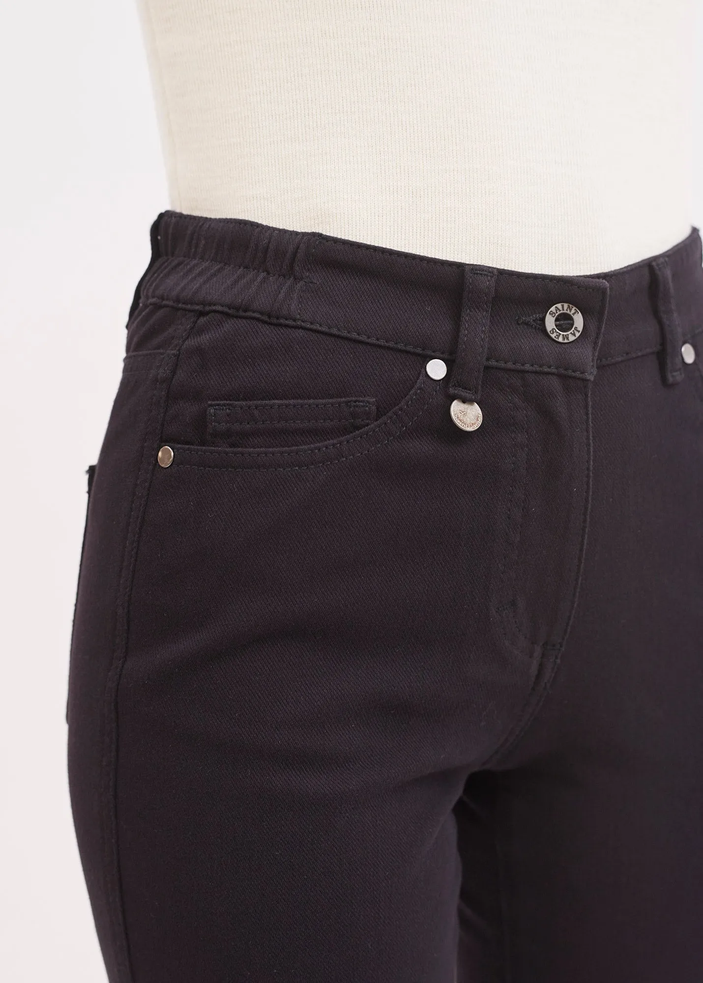 Pantalon droit Patricia - taille lastique (NOIR)