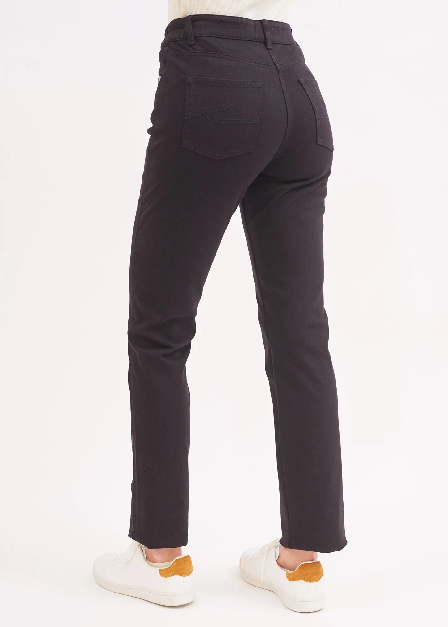 Pantalon droit Patricia - taille lastique (NOIR)