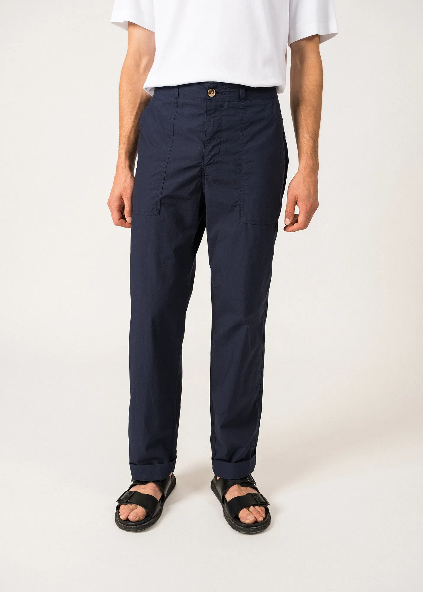Pantalon droit Sinclair - en toile (MARINE)