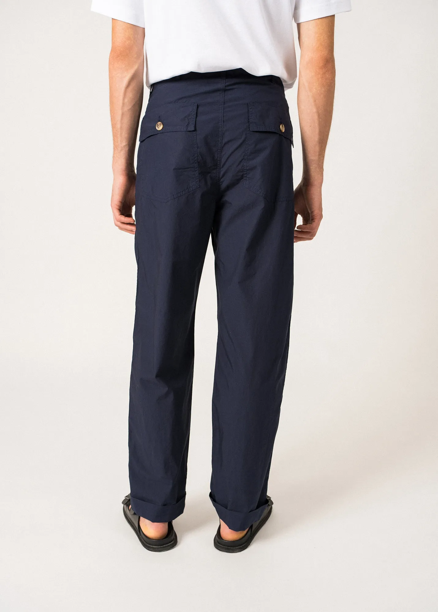 Pantalon droit Sinclair - en toile (MARINE)