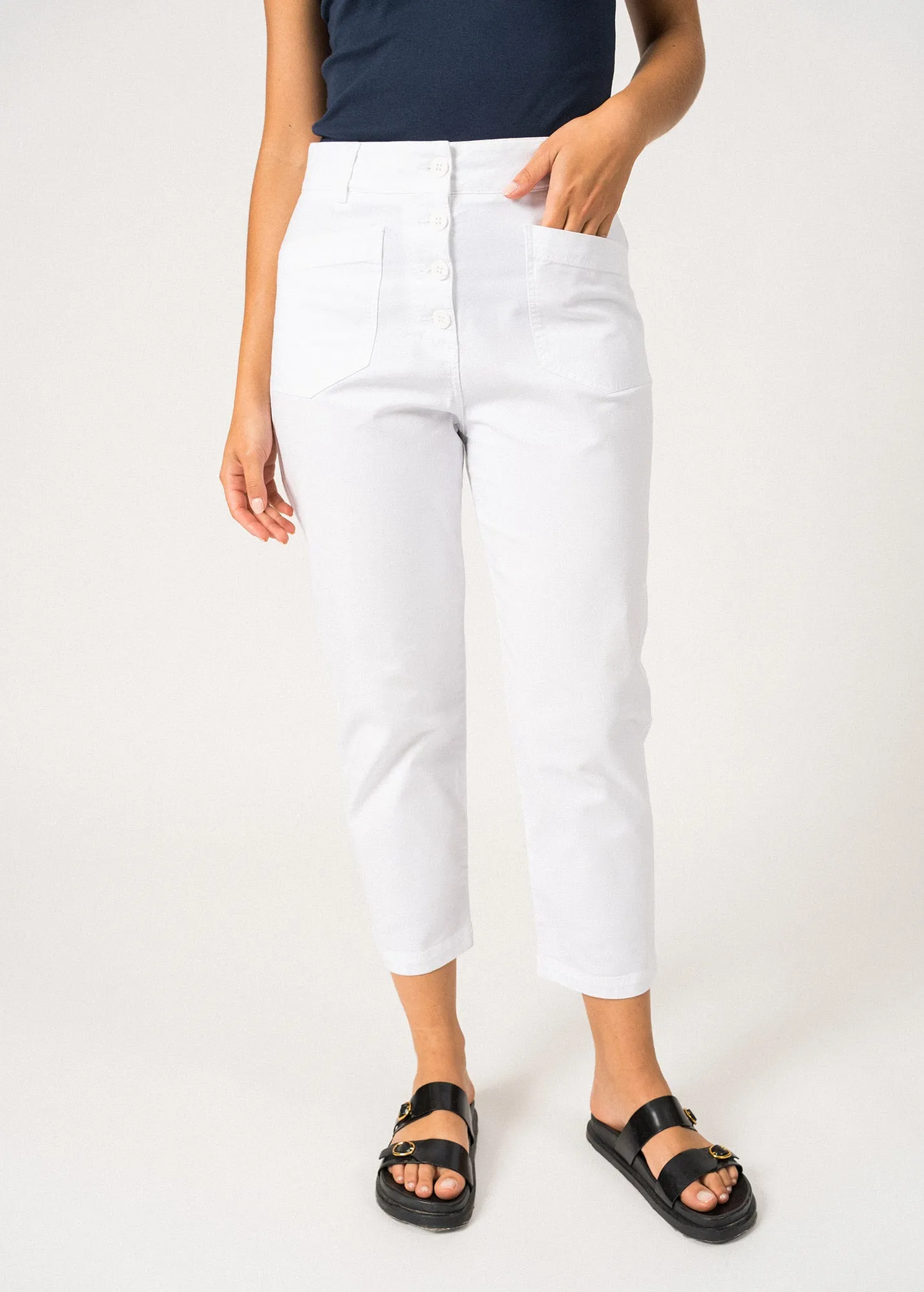 Pantalon mom Salom - en coton (BLANC)