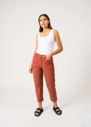 Pantalon mom Salom - en coton (TERRACOTTA)