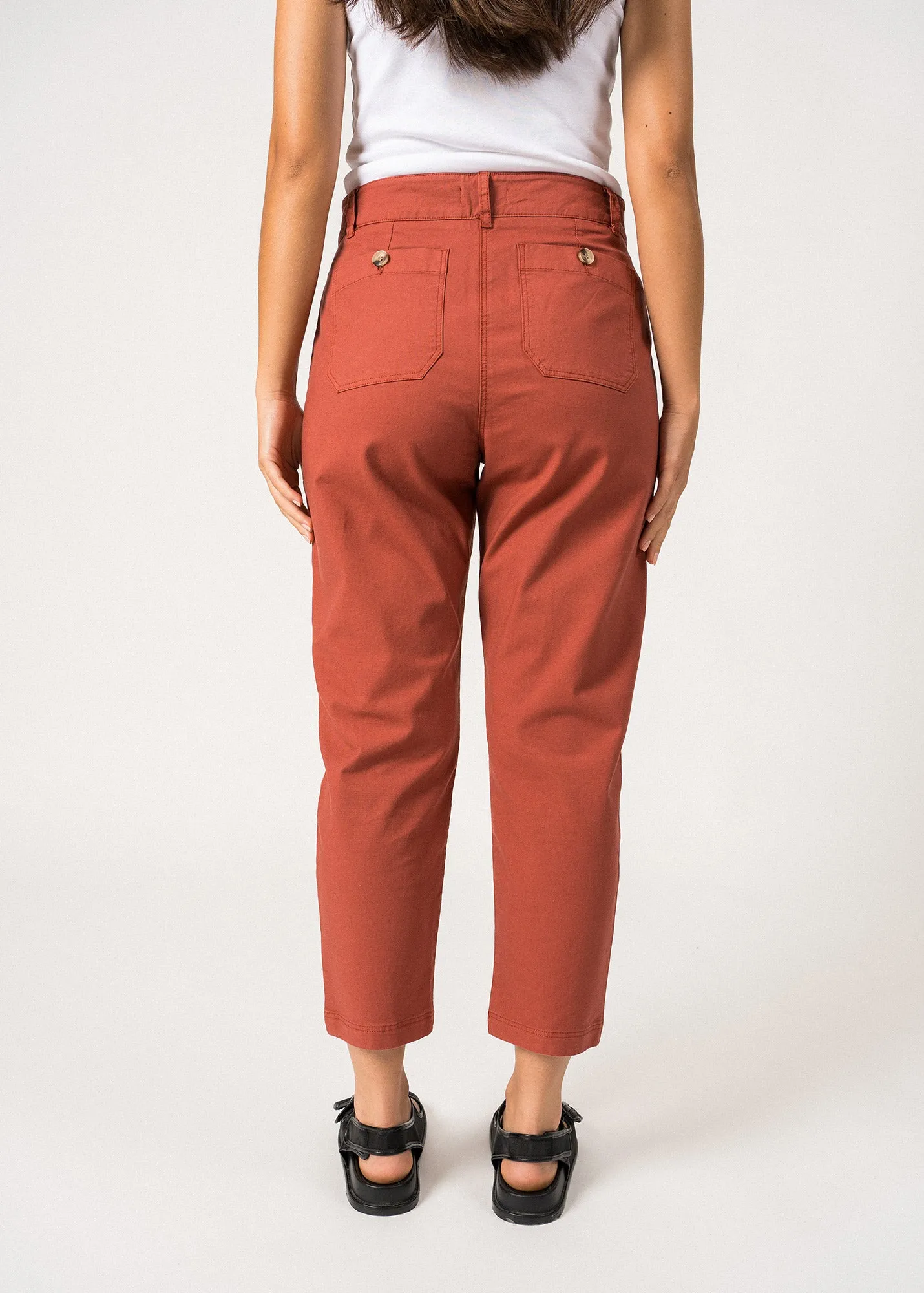 Pantalon mom Salom - en coton (TERRACOTTA)