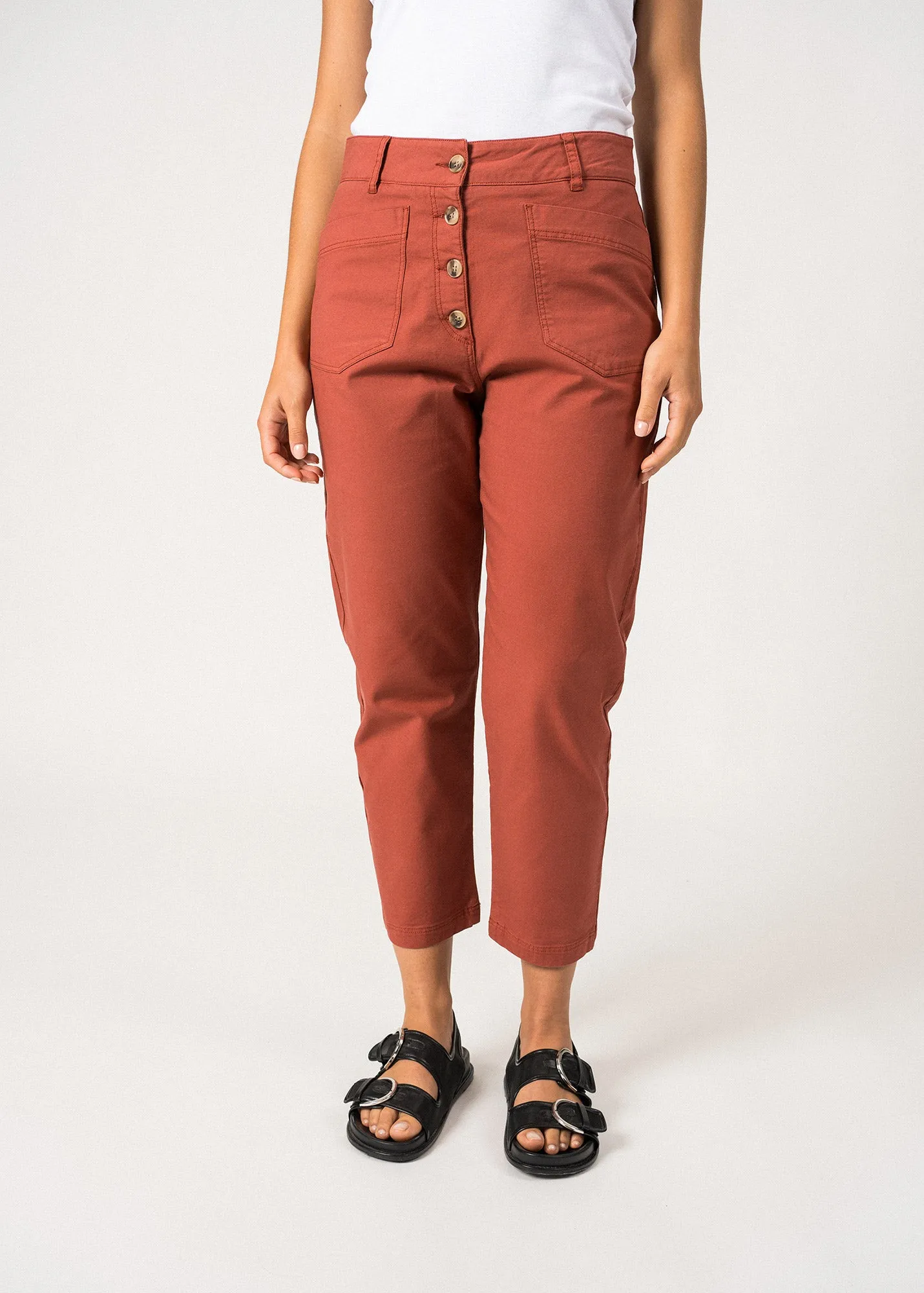 Pantalon mom Salom - en coton (TERRACOTTA)
