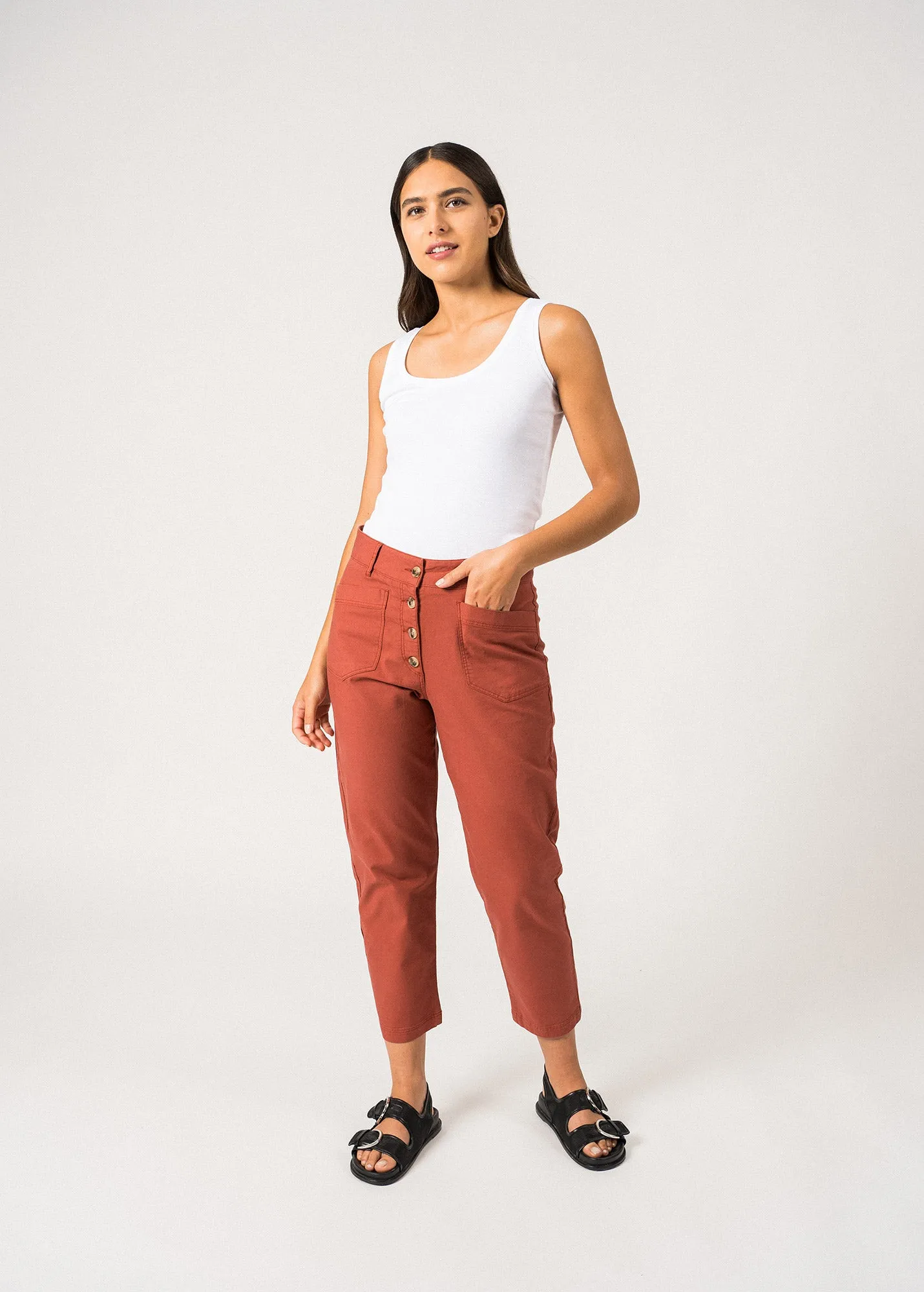 Pantalon mom Salom - en coton (TERRACOTTA)