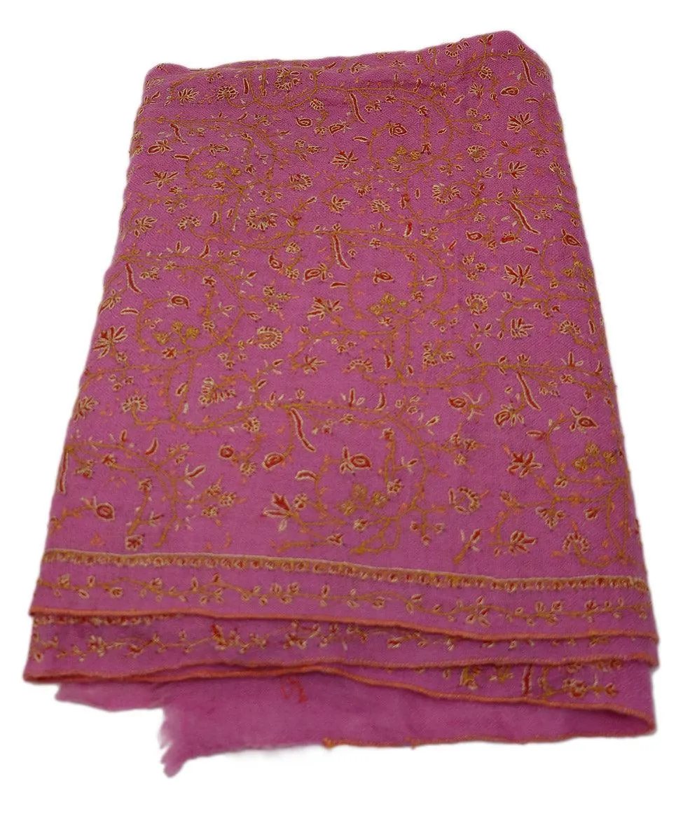 Pink & Orange Embroidered Cashmere Shawl