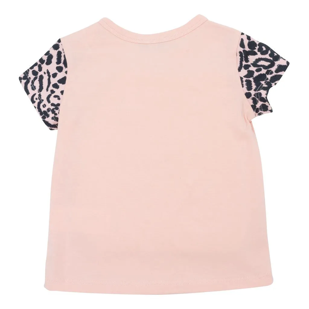 Pink Striped Tiger Logo T-Shirt