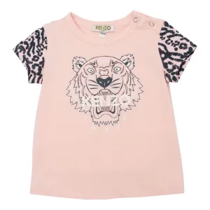 Pink Striped Tiger Logo T-Shirt