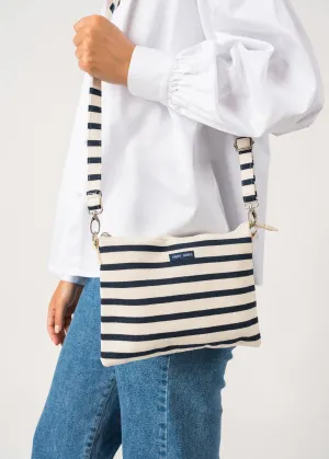 Pochette en coton carde - raye (ECRU/MARINE)