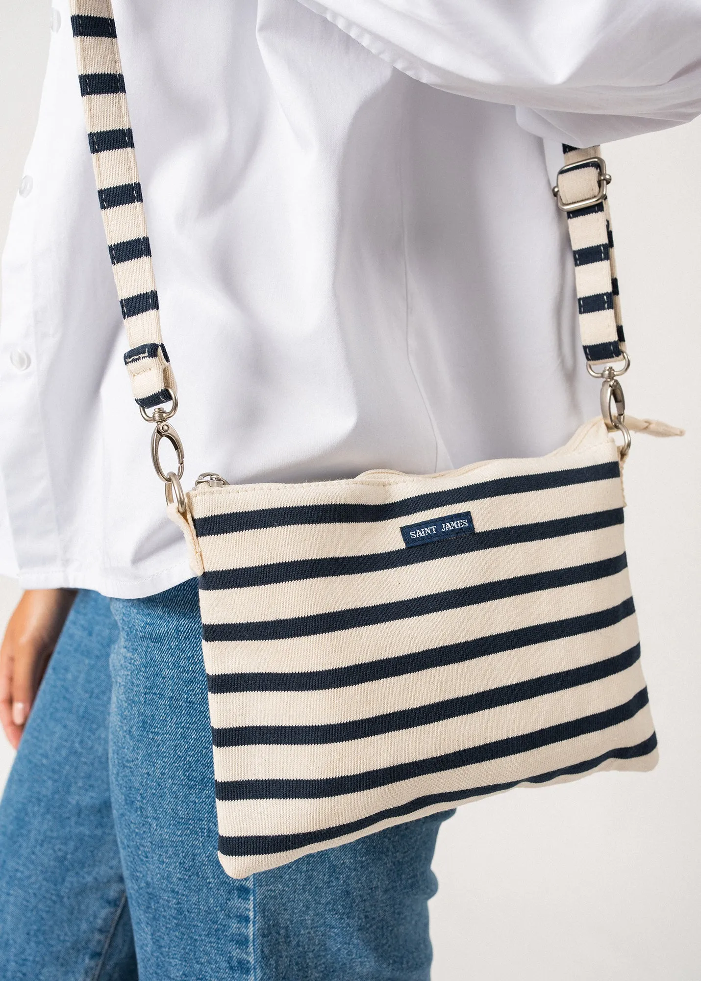 Pochette en coton carde - raye (ECRU/MARINE)