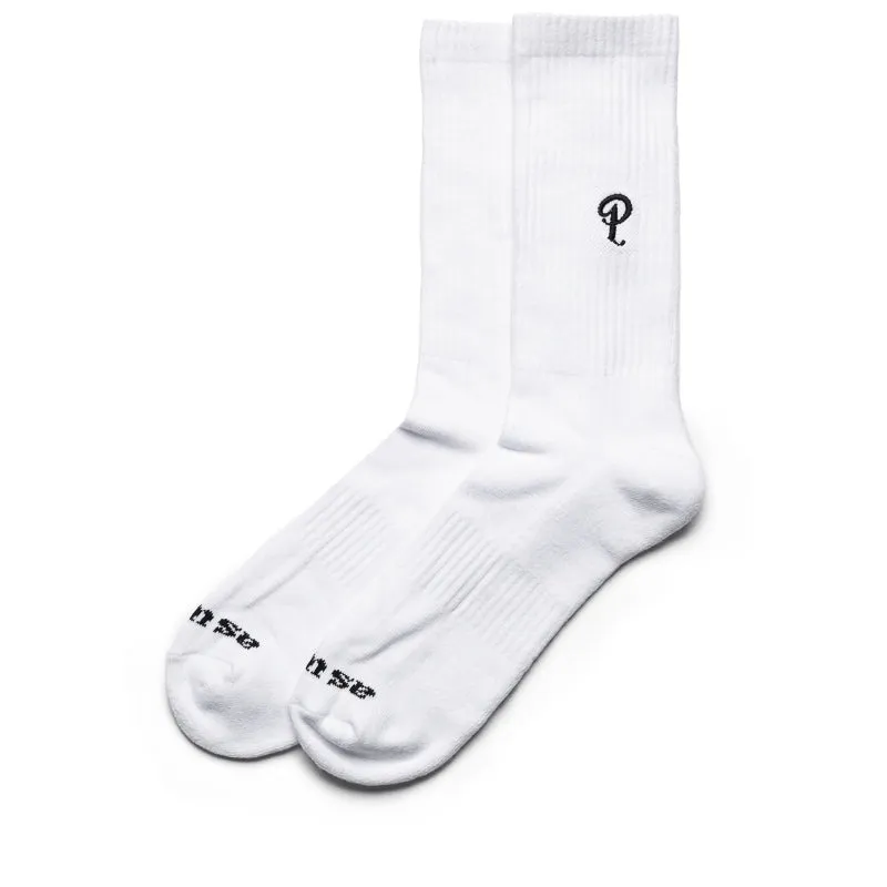 Politics Embroidered Crew Sock - White