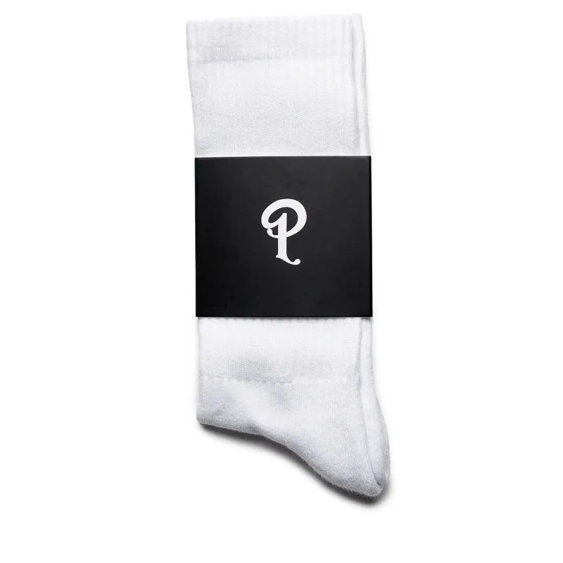 Politics Embroidered Crew Sock - White