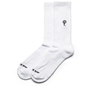 Politics Embroidered Crew Sock - White