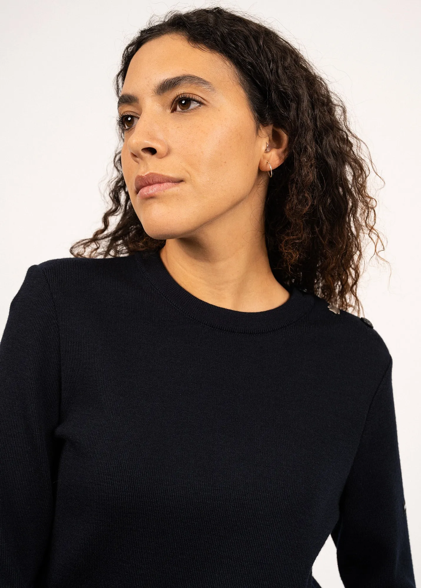 Pull Brganon Bretagne - en laine,  coudires contrastes (NAVY/MULTICO)
