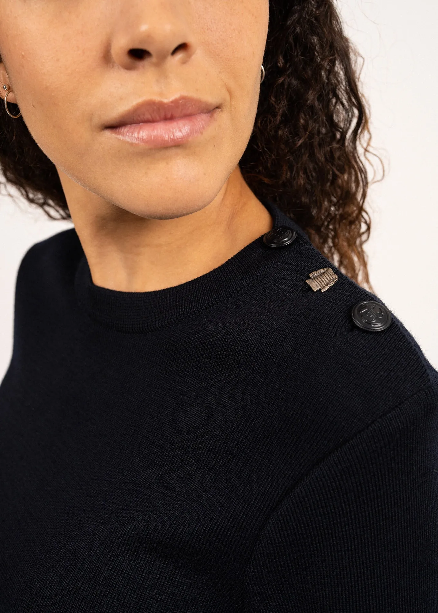 Pull Brganon Bretagne - en laine,  coudires contrastes (NAVY/MULTICO)