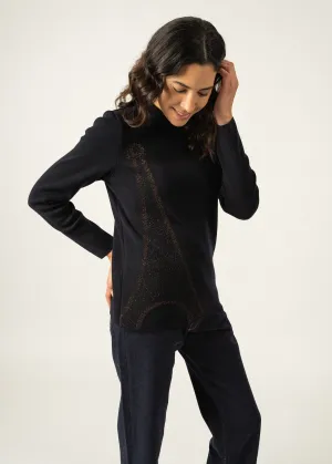 Pull Brganon Eiffel  motif lurex - SAINT JAMES x La Tour Eiffel (NAVY/BRONZE)