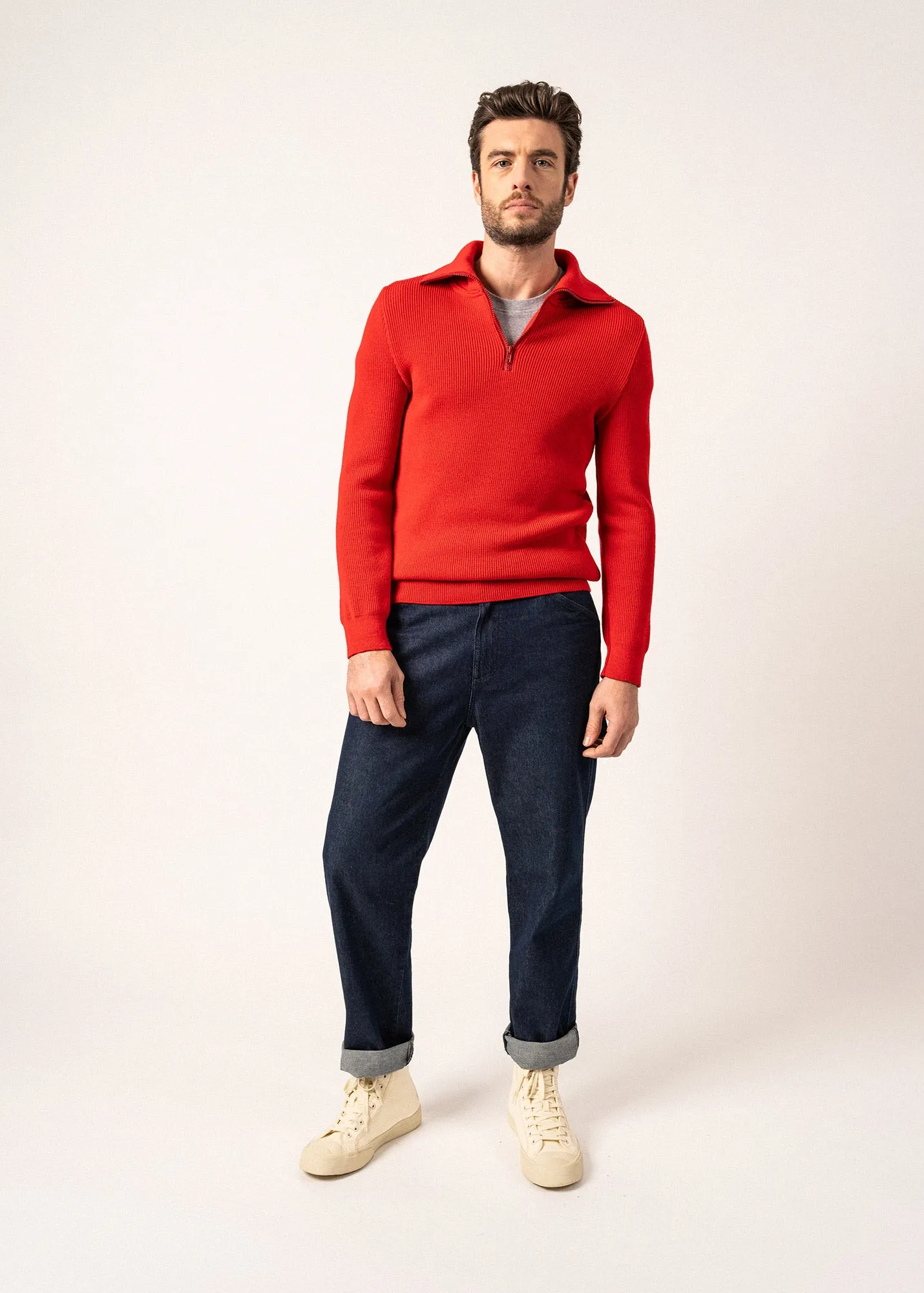 Pull camionneur Cotentin - en laine (ROUGE)
