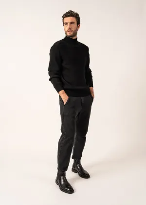 Pull  col montant Tarbes - en laine douce (NOIR)