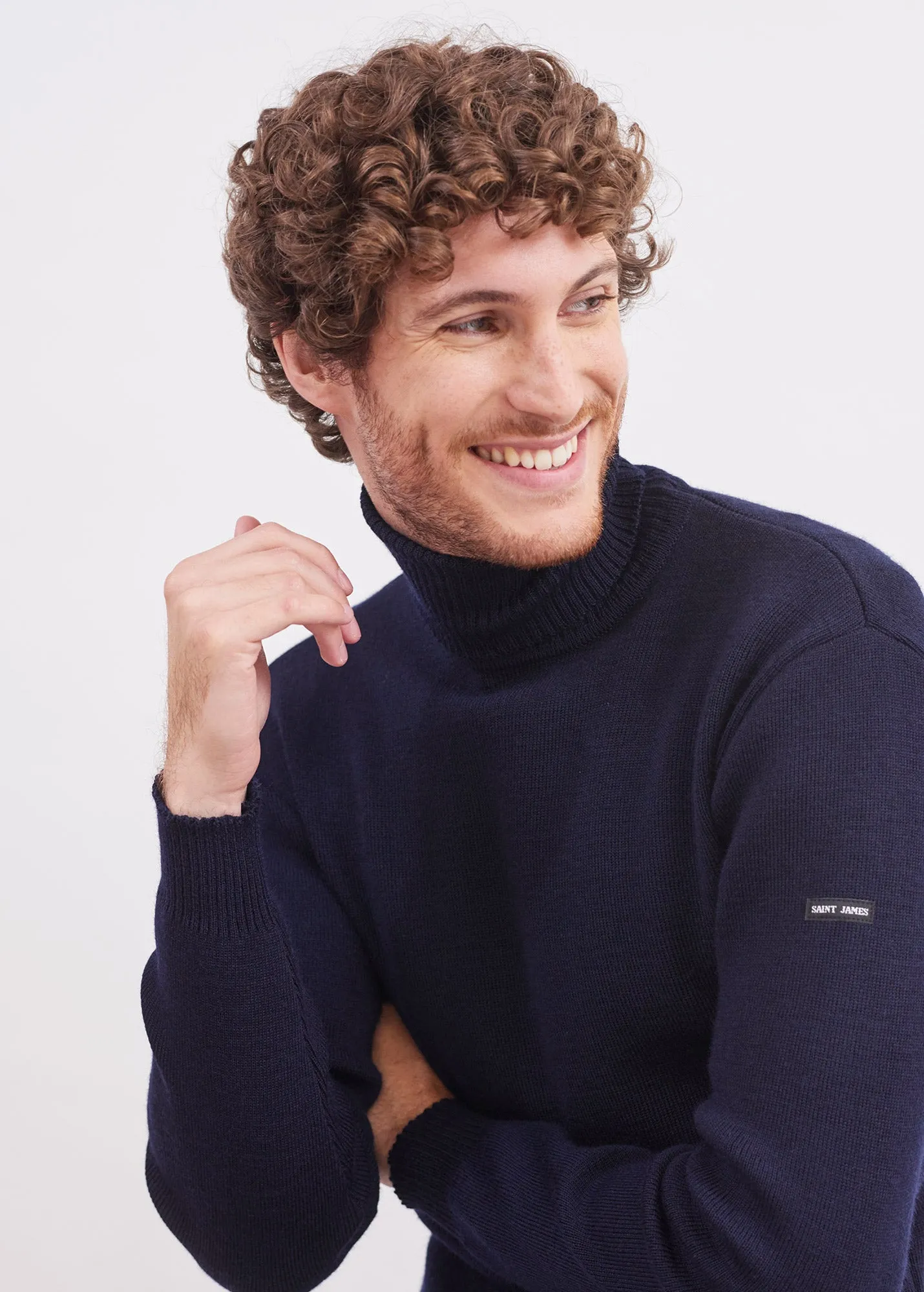 Pull col roul marin - en laine (MARINE)