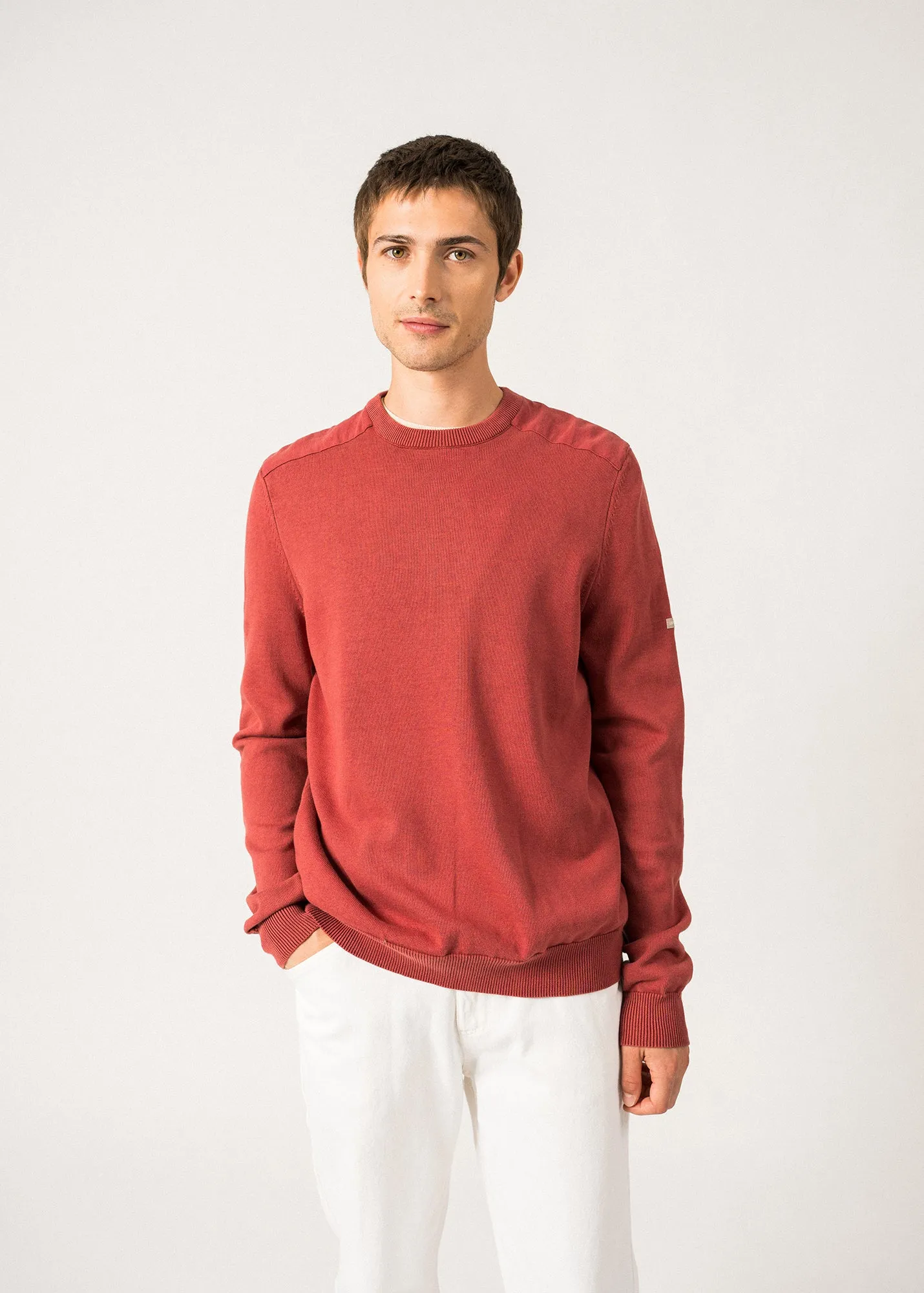 Pull en coton Trevise -  coudires (TERRACOTTA)