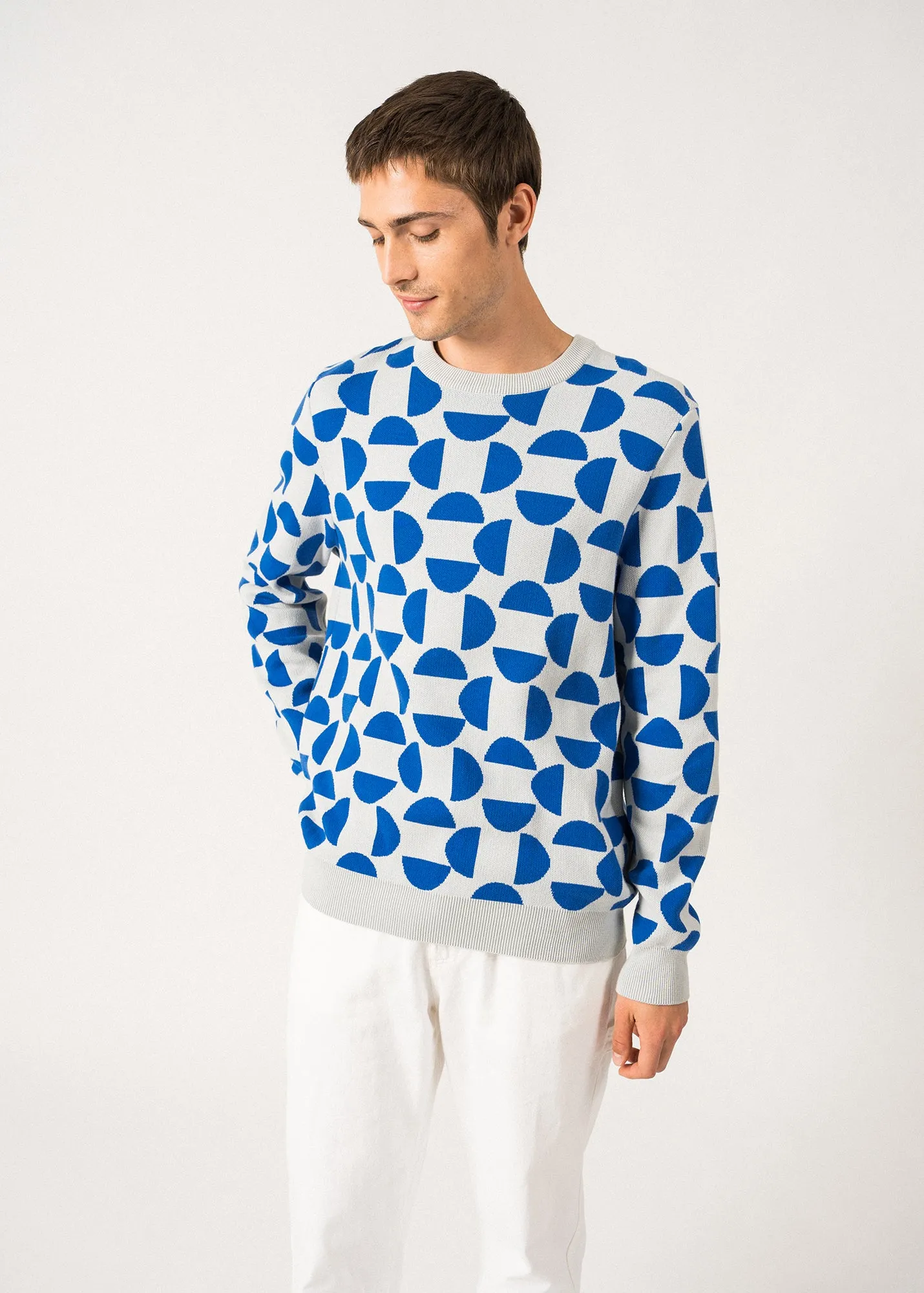 Pull en jacquard Milan - en coton (GRIS/MER/ACIDULE)